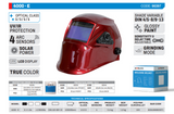AWELCO - Casco Maschera Saldatura Autoscurante 4000-E 90397 | DIN 4/5-8/9-13 | 4 Sensori | Classe 1/1/1/1 | True Color | Grinding Mode | Glossy Red