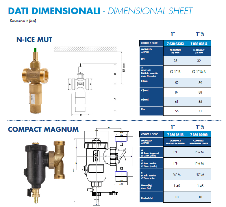 MUT - KIT HP Basic Pompa di Calore | Defangatore Compact Magnum + 2x Valvole Antigelo N-ICE MUT