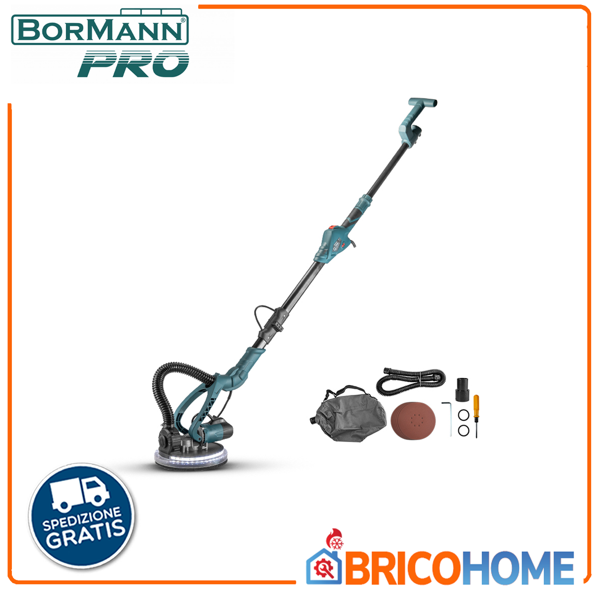 BORMANN Levigatrice murale a giraffa 750W con sacco per aspirazione BDS8010