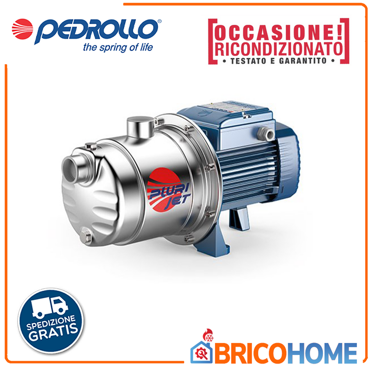 Pedrollo Elettropompa multigirante autoadescante PLURIJETm 4/80 0.75 HP silenziosa RICONDIZIONATO