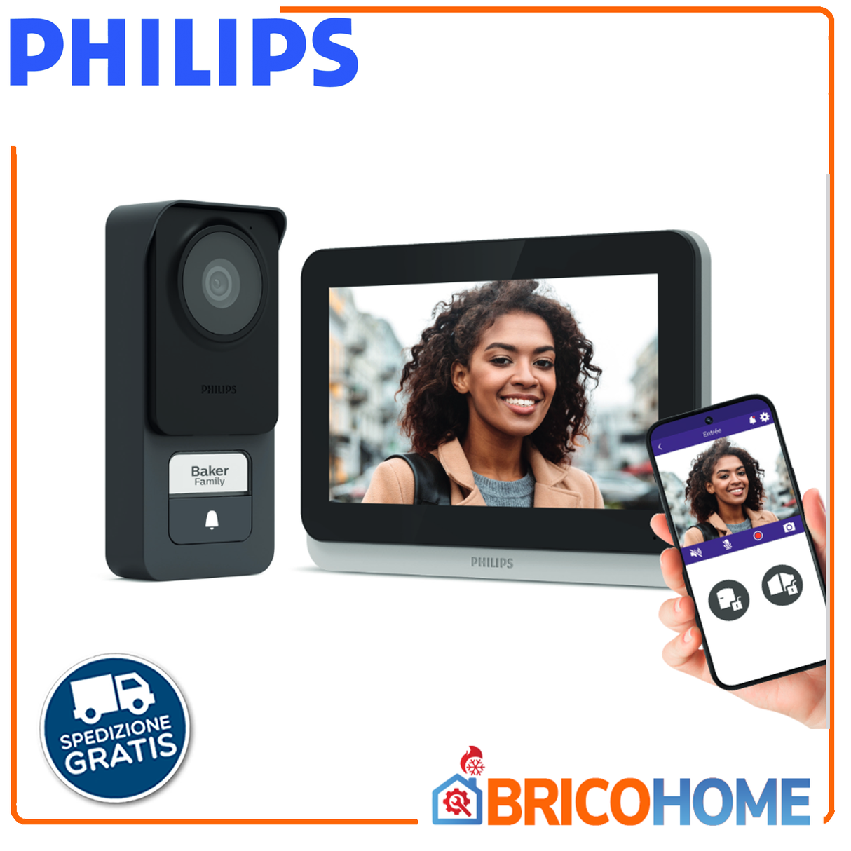 Videocitofono Wi-Fi Monitor Touch Screen 7'' WelcomeEye Connect 3 - Philips