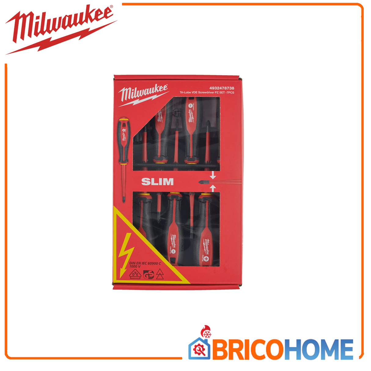 Giraviti isolati Milwaukee 1000V Tri-Lobe VDE Screwdriver PZ SET - 7 pezzi