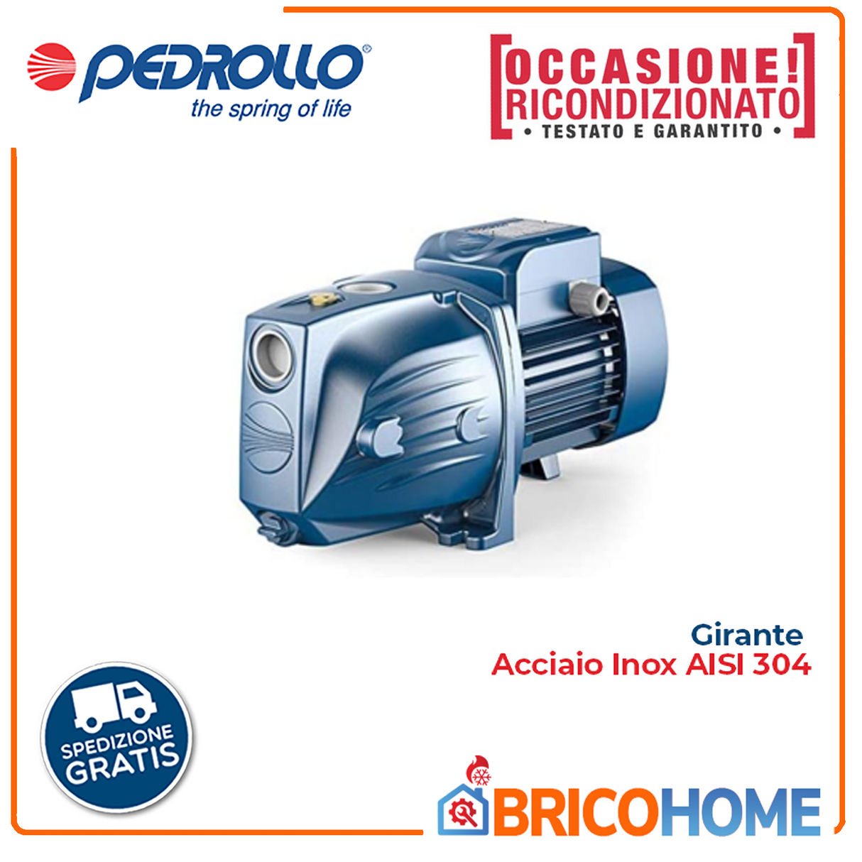 Elettropompa autoadescante PEDROLLO JSWm 2A con Girante Acciaio Inox AISI 304 RICONDIZIONATO