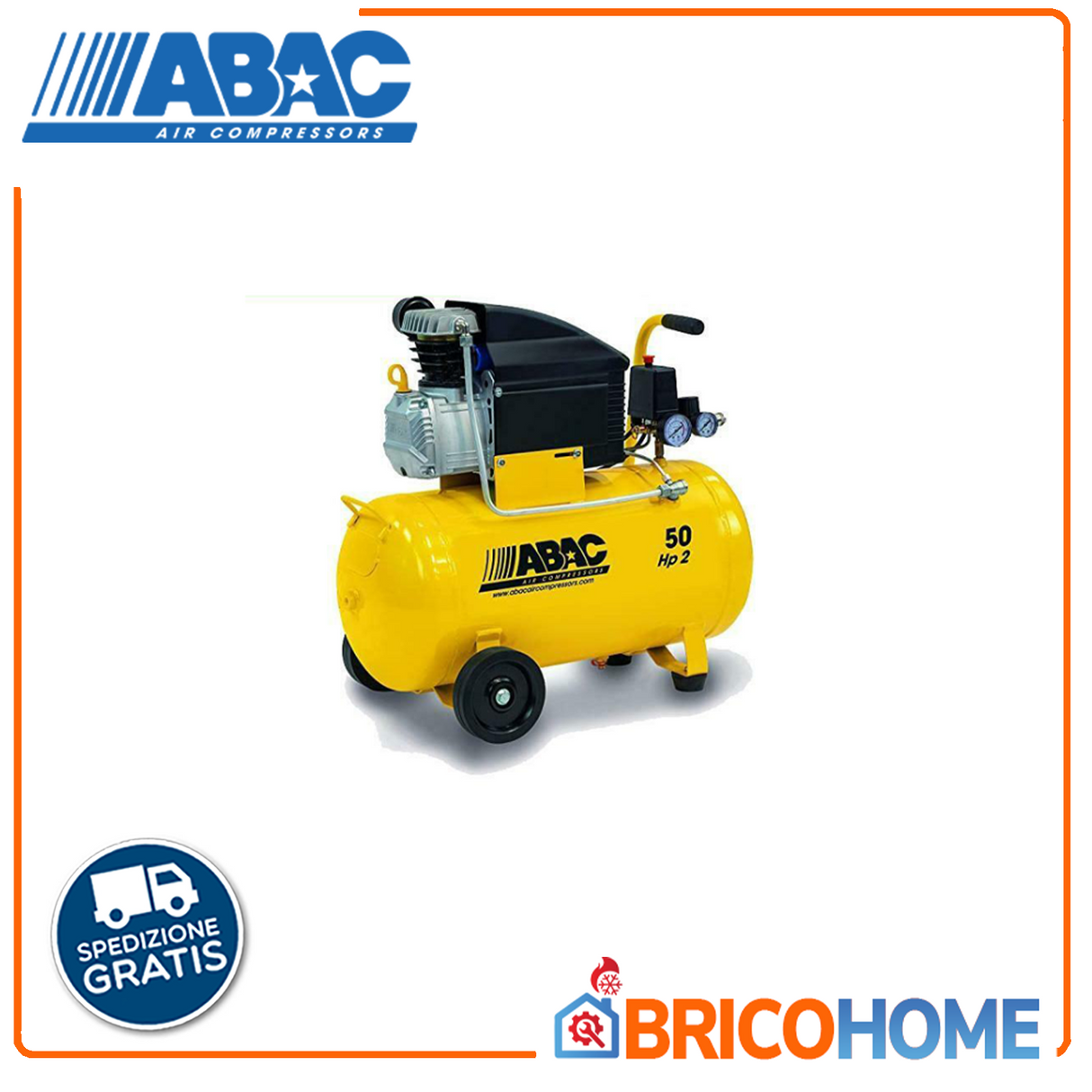 ABAC Compressore aria 50 LT 8BAR 2HP Montecarlo B20 Baseline