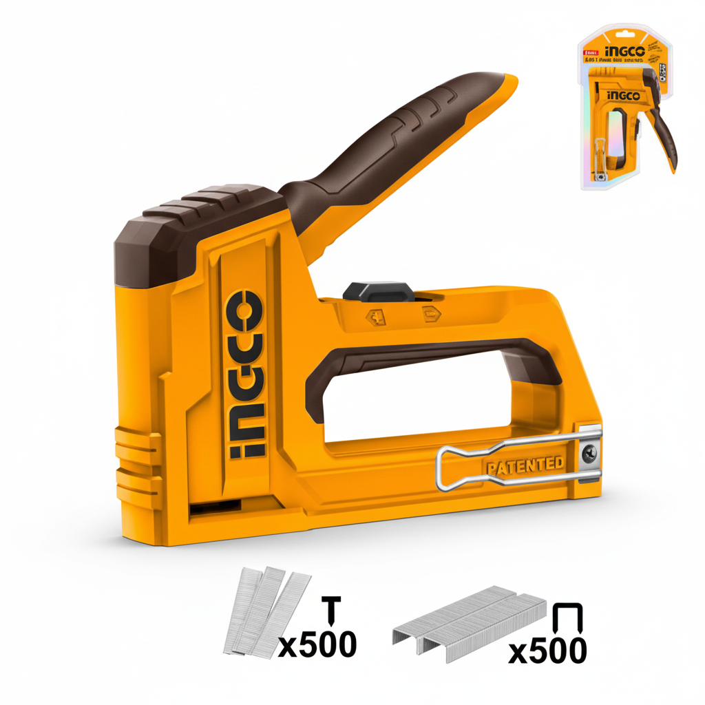 INGCO graffatrice chiodatrice 2in1 con graffette chiodi sfondo bianco senza scritte