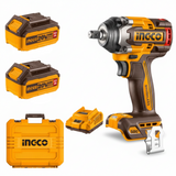 INGCO 1/2'' 500 Nm Schlagschrauber mit 2 x 20V 4Ah Akkus im Koffer