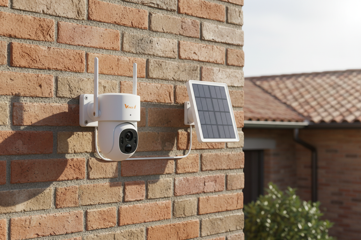 Installazione separata telecamera Vinco e pannello solare parete
