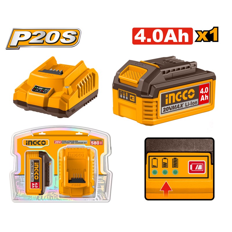 Kit Batteria + caricabatterie 4Ah (FBLI2002+FCLI2001E) INGCO