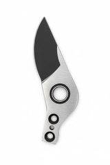 Lama ricambio cesoie acciaio vista diagonale punta alto sfondo bianco