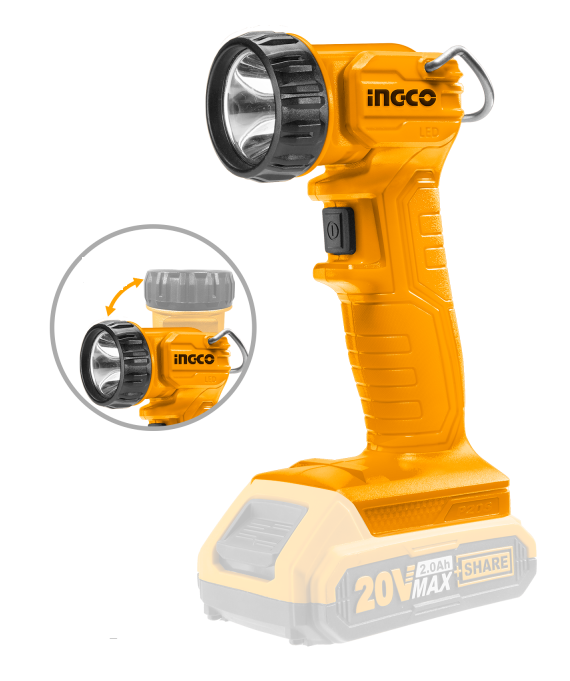 INGCO Lampada da lavoro a batteria 20V 150 lumen – Corpo macchina – CWLI2023