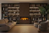 LUMEN 870 in soggiorno con librerie illuminate