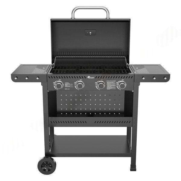 KASART - Barbecue a Gas Carrellato KASAGRILL F4 4 Fuochi | 10 kW | Griglia Ghisa 63,5x34cm | Accensione Automatica | Ripiani Pieghevoli | Cod. 8038197
