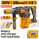 INGCO CRHLI20286 martello demolitore brushless 20V SDS Plus 28mm solo corpo, batteria e caricatore venduti separatamente