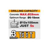 INGCO - Martello Demolitore Brushless 20V CRHLI202862E | SDS Plus | 28mm | 4,5J | 3 Funzioni | 2 Batterie 5Ah