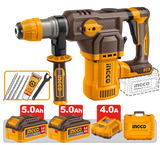 INGCO - Martello Demolitore Brushless 20V CRHLI202862E | SDS Plus | 28mm | 4,5J | 3 Funzioni | 2 Batterie 5Ah