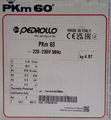 Pedrollo PKm 60 HP 0.50 electric pump with single-phase peripheral impeller - REFURBISHED