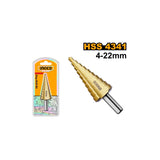 INGCO - Punta Conica a Gradino AKSDS42203 | 4-22mm | 10 Step | HSS 4341 | Finitura Titanio | Gambo Tondo