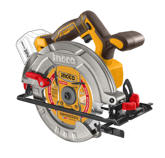 INGCO - Sega Circolare Brushless CSLI1851 | 20V P20S | 185mm | 4800 giri/min | Taglio 90° 65mm | Solo Corpo