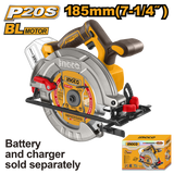 INGCO - Sega Circolare Brushless CSLI1851 | 20V P20S | 185mm | 4800 giri/min | Taglio 90° 65mm | Solo Corpo