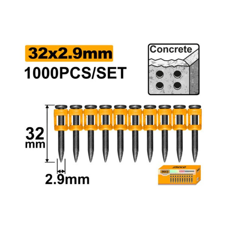 INGCO - 1000er Set durchgehender Nägel ANA02271 | 27x2,9mm | Stahl 60# | Für CCNLI9005 | Best for Cordless