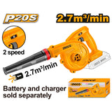 INGCO Soffiatore a Batteria 20V – 2,7 m³/min – Solo Corpo NUDO (CABLI20018E)
