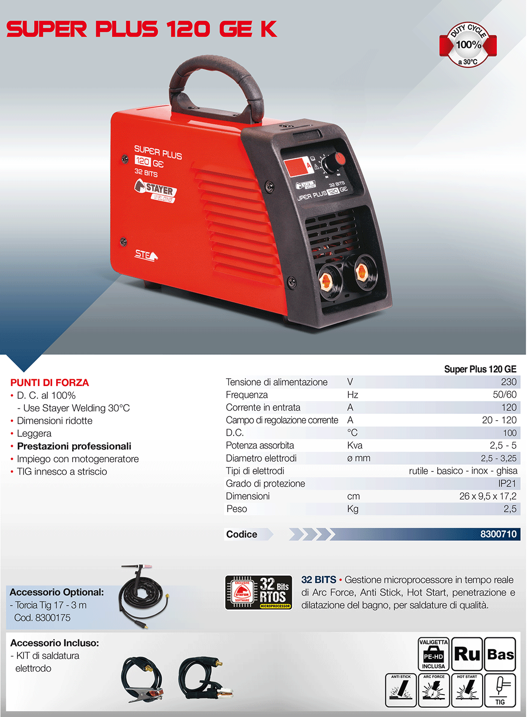 Saldatrice inverter 120A STAYER Super Plus 120 GE K