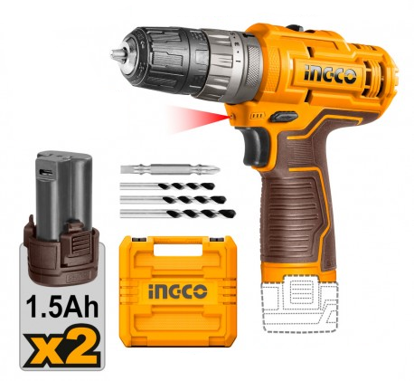INGCO – Trapano Percussione 12V | 20Nm | Ricarica USB-C | Kit 2 Batterie 1,5Ah