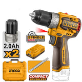 INGCO Trapano Avvitatore Compact Brushless 60Nm 16V con 2 batterie 2.0Ah e Valigetta