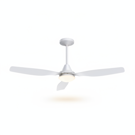 Ventilatore da soffitto bianco DC 4 pale LED sfondo bianco puro professionale