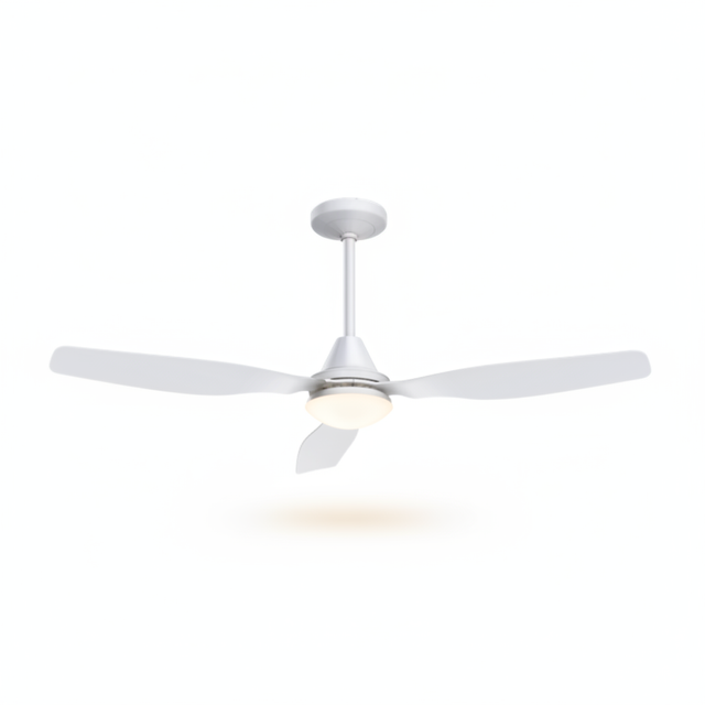 Ventilatore da soffitto bianco DC 4 pale LED sfondo bianco puro professionale