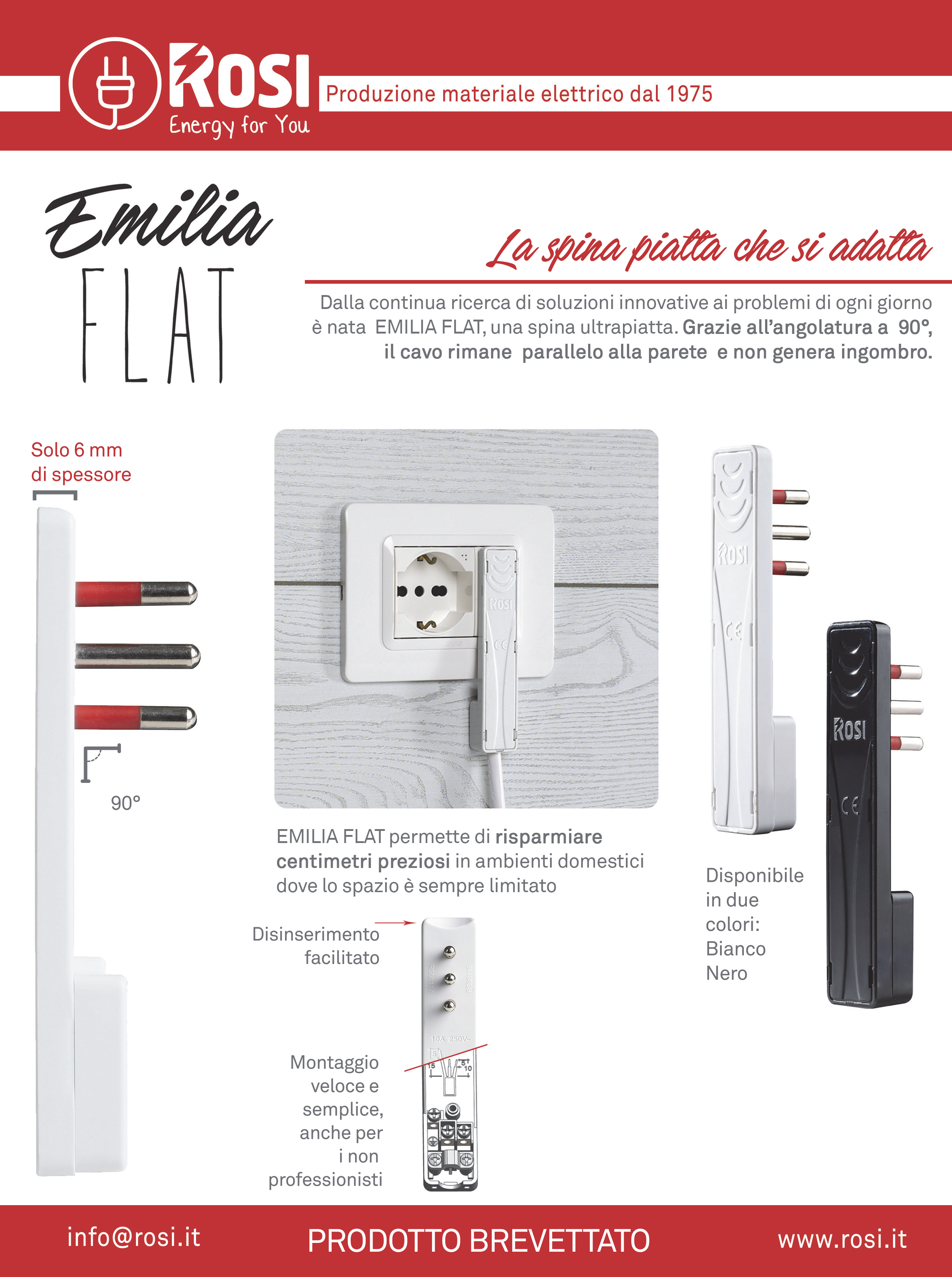 Spina ultra-piatta 16A standard EMILIA FLAT