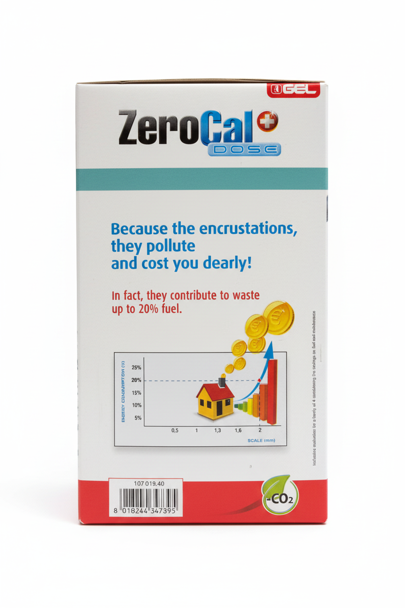 ZeroCal Dose IGEL retro confezione grafico consumi sfondo bianco professionale
