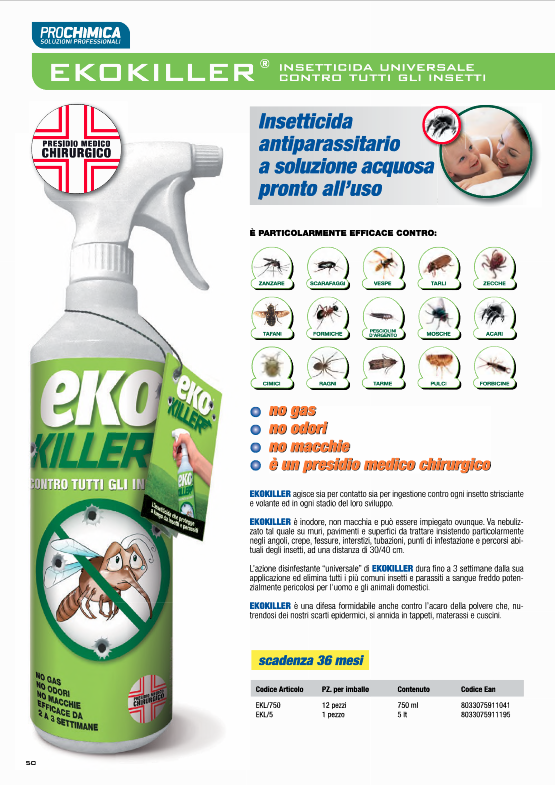 Universal insecticide against all insects EKOKILLER - PROCHEMISTRY