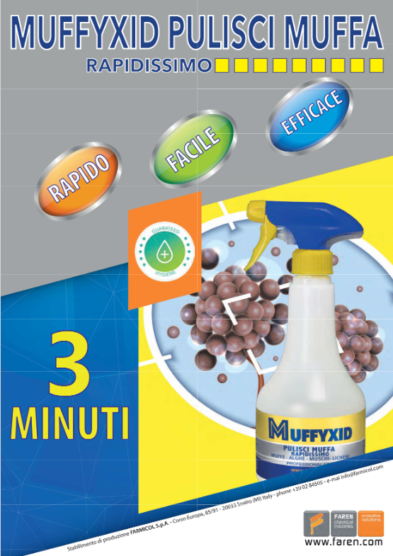 Faren - Muffyxid Limpiador Antimoho de Acción Rápida, Desinfectante y  Preventivo, Fórmula Italiana, 500 ml, Pack de 6