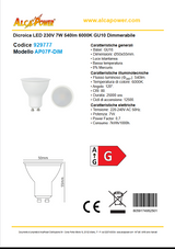 Lampadina GU10 LED 230V 7W 540lm luce fredda 6000K GU10 Dimmerabile - ALCAPOWER