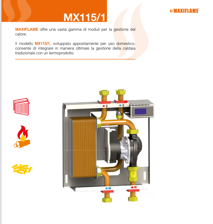 Modulo interfaccia caldaia / termoprodotto supercompatto 35/40 kW completo di box di copertura - MX115/ 1 MINI - 115013