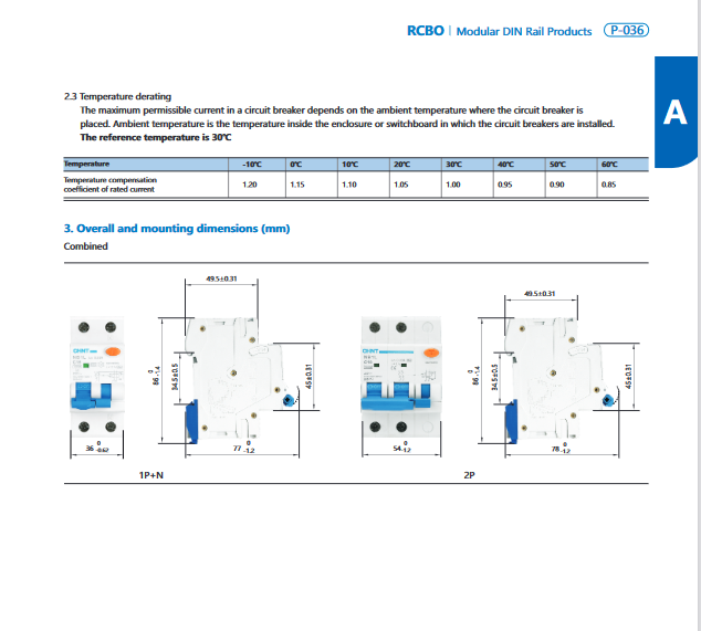 Differential switch 2 modules 1P+N 30mA 4.5kA Curve C T
