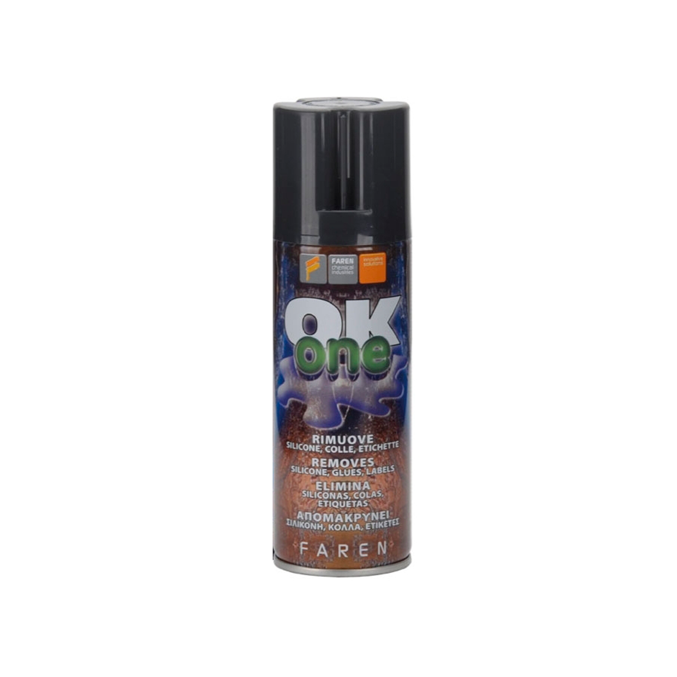 Rimuovi silicone – colle – mastici – resina - catrame – stacca le etichette Spray OK ONE FAREN