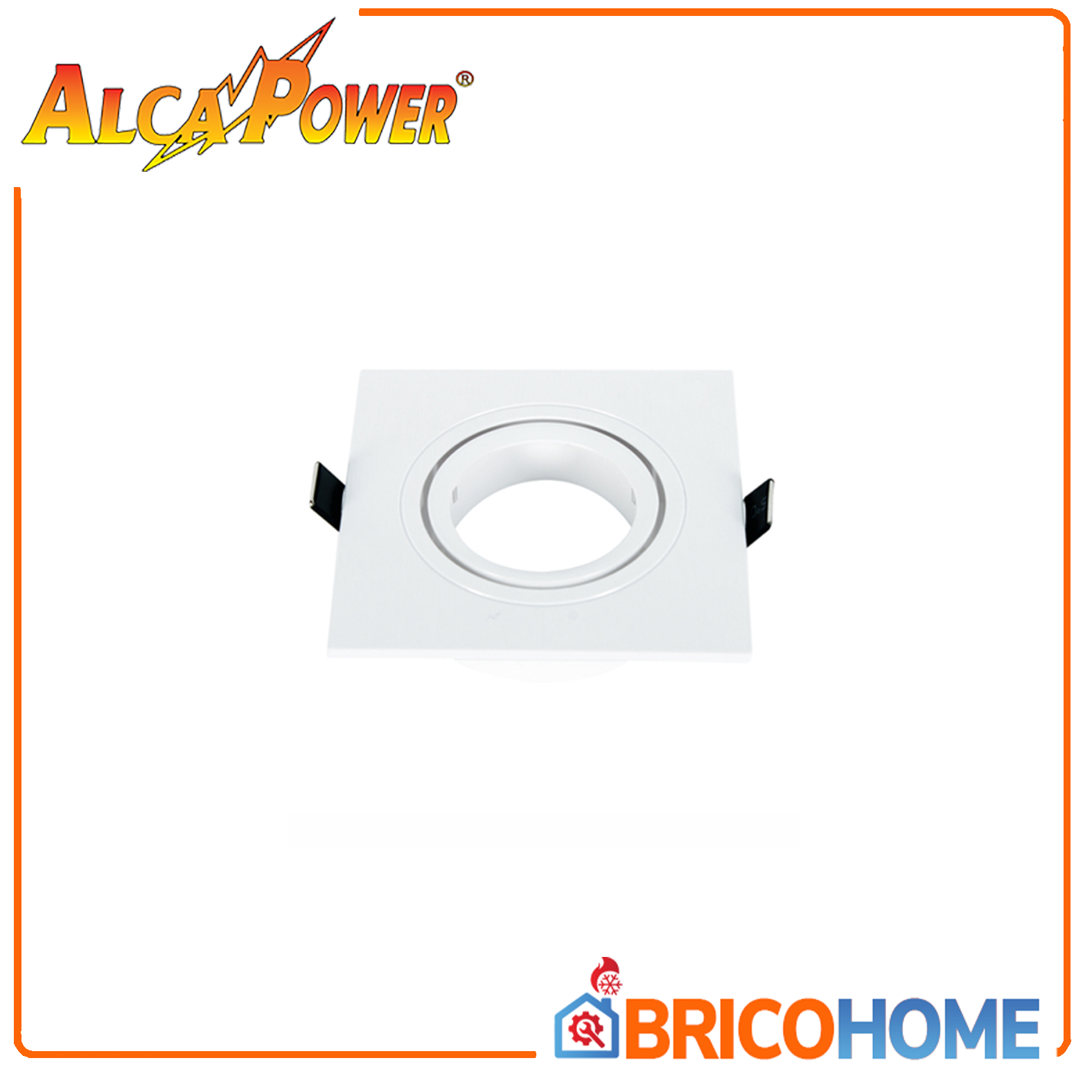 Recessed adjustable white square spotlight holder
