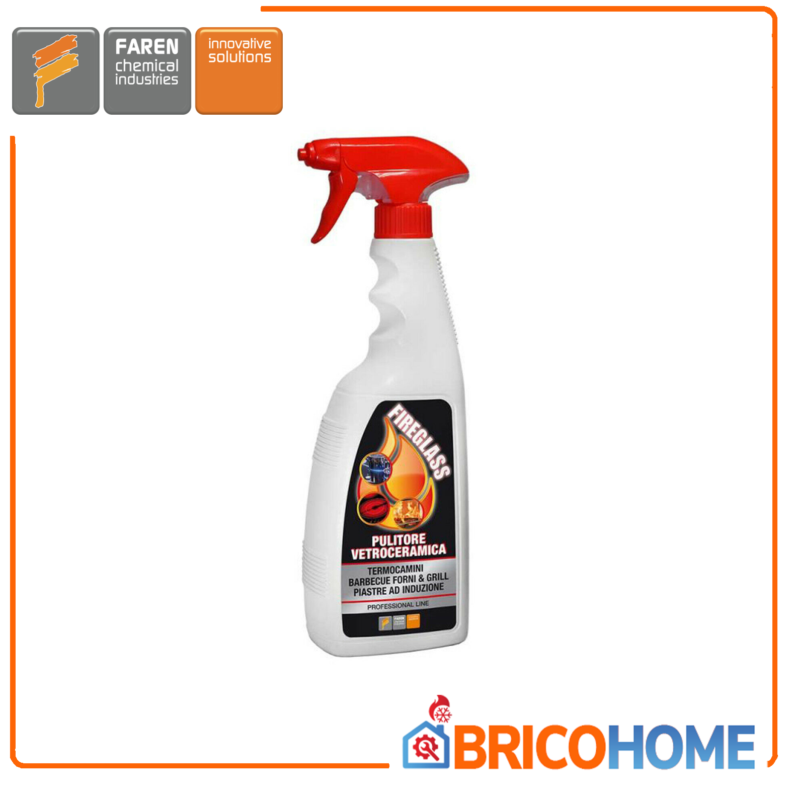 Fireplace and barbecue glass ceramic cleaner 750 ML FIREGLASS FAREN