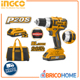 20V Brushless impact screwdriver with 2 INGCO 2.0Ah batteries
