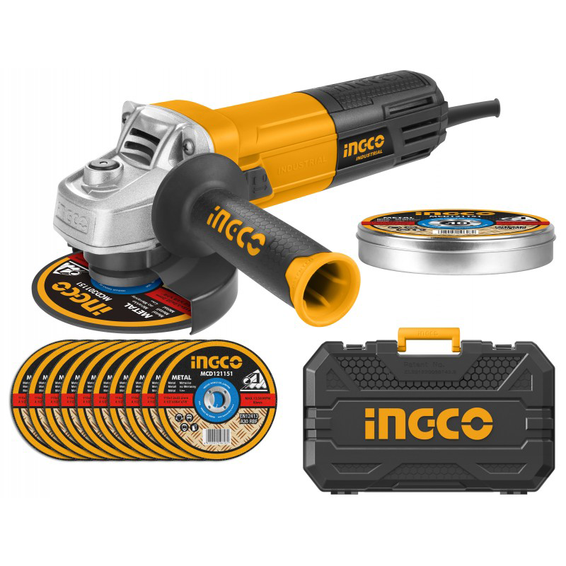 115MM 950W angle grinder with case + 10 free INGCO discs